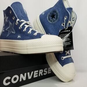 Converse Women's CTAS Lift Denim  Hi Top Star Sneakers Size 7 A12045C Navy NWT